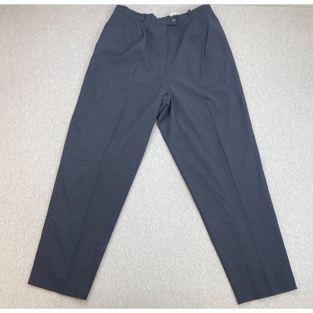 Talbots Pants Womens 16 Navy Blue Wool Blend Stretch High-Rise Flat Front Dress